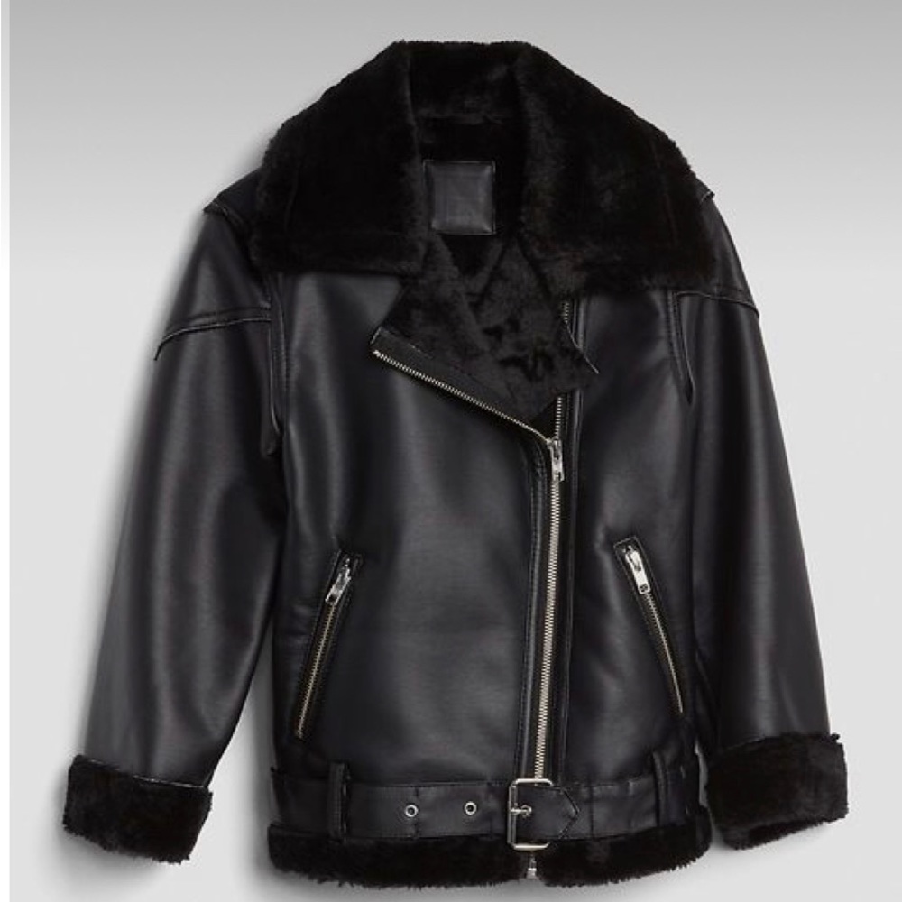 Gap kids- Faux-Fur Biker Jacket - Black - L (10-11 yo)